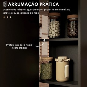 Mesa Dobrável de Cozinha “Rimma” com Prateleiras e Rodas – 75x140 cm –