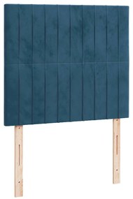 Cama box spring colchão LED 120x190cm couro artif. azul-escuro