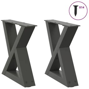vidaXL Pés para mesa de centro 2 peças antracite 40x(30-31,3) cm aço