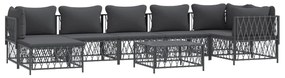 8 pcs conjunto lounge de jardim com almofadões aço antracite