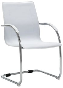 vidaXL Cadeira de escritório cantilever em couro artificial branco