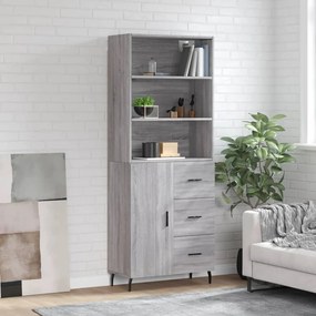 vidaXL Armário alto 69,5x34x180 cm derivados de madeira sonoma cinza