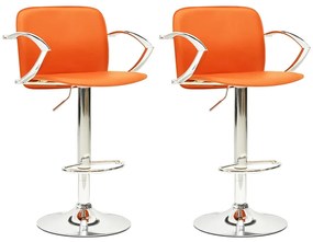 vidaXL Bancos de bar 2 pcs couro artificial laranja