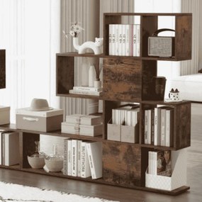 Estante com 5 prateleiras moderna em estilo escada 120 x 19,5 x 109 cm Castanha