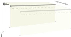 Toldo retrátil manual com estore/LED 3,5x2,5 m cor creme