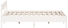 Cama sem colchão 200x200 cm madeira de pinho maciça branco