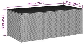 Caixa de arrumação para jardim 180x90x70 cm vime PE cinzento
