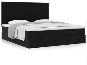 Estrutura de cama otomana com colchões 160x200 cm veludo preto