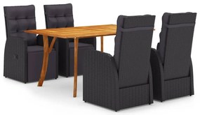 vidaXL 5 pcs conjunto de jantar para jardim preto