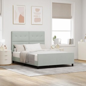 Cama vidaXL Cinza claro 140x200 cm Veludo
