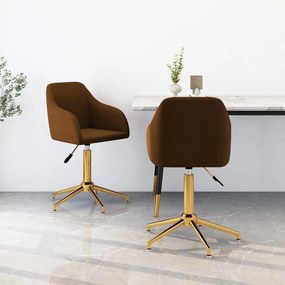 vidaXL Cadeiras de jantar giratórias 2 pcs veludo castanho