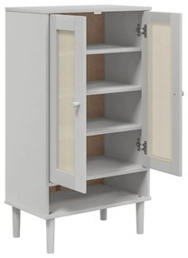 Sapateira SENJA aspeto vime 59,5x35x107cm madeira maciça branco