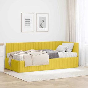 vidaXL Estrutura de Cama de Canto com Colchão 2 pcs Amarelo Veludo
