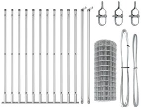 Cerca Euro com 13 Postes Flangeados 0.4x25 m de Aço Galvanizado