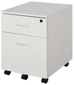 Vinsetto Bloco de Gavetas de Madeira Móvel para Arquivos de Escritório com 2 Gavetas para Escritório Secretaria 41x39x58cm Branco