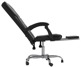 Cadeira de escritório reclinável couro artificial preto