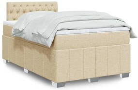 vidaXL Cama com molas/colchão 120x200 cm tecido cor creme