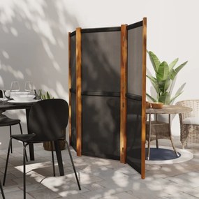 vidaXL Divisória/biombo com 3 painéis 210x180 cm preto