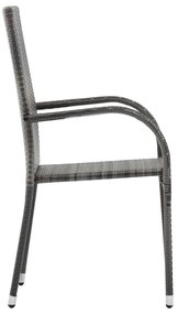 Cadeiras de exterior empilháveis 2 pcs vime PE cinzento