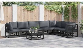 Conjunto de Sofá de Jardim 8 pcs Preto 70 x 70 x 32 cm Alumínio