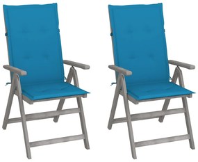 vidaXL Cadeiras jardim reclináveis c/ almofadões 2 pcs acácia maciça