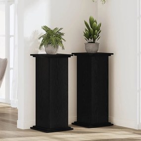 vidaXL Suporte para Plantas Carvalho Preto 33x33x80 cm Madeira Revestida