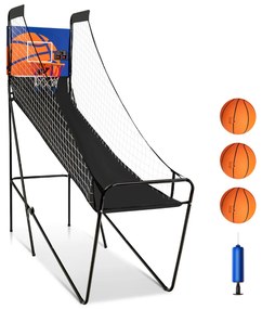 Jogo de basquetebol dobrável portátil para crianças com placar eletrônico e sino 3 bolas