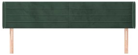 Cabeceira de cama c/ abas veludo 203x16x78/88cm verde-escuro