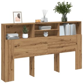 vidaXL Cabeceira de cama em carvalho artesanal 180x19x103,5 cm, madeira de engenharia