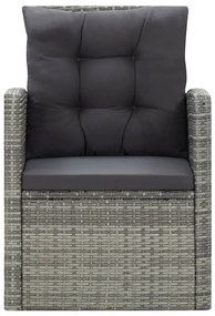 5 pcs conjunto jantar exterior c/ almofadões vime PE cinzento