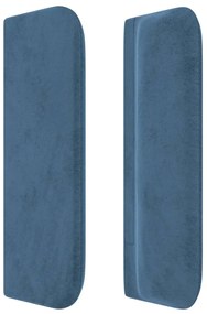 Cabeceira de cama c/ abas veludo 203x16x78/88cm azul-escuro