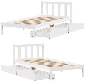 Cama sem colchão 90x200 cm madeira de pinho maciça branco