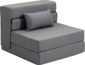 Poltrona convertível de 1 lugar, poltrona-cama dobrável, almofada incluída, capacidade de 120 kg, cinzenta