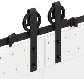 Kit de ferragens para porta deslizante 366 cm aço preto