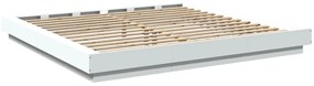 Estrutura cama c/ luzes LED 200x200cm derivados madeira branco