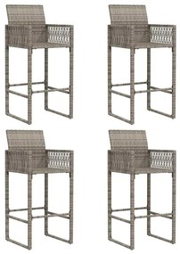 5 pcs conj. bar jardim sem almofadões vime PE/acácia cinzento