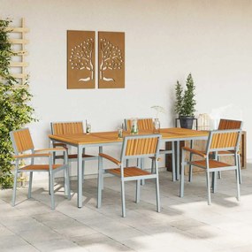 Conjunto de Jantar de Jardim com 7 Peças em Madeira Sólida de Acácia e