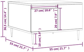 Mesa de centro 55x55x36,5cm derivados madeira carvalho castanho