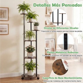 Suporte para plantas de canto com 6 níveis 45 x 43 x 146,5 cm, rodas bloqueáveis, luzes LED com 16 cores, comando à distância, expositor com rodas, Ca
