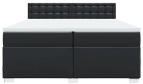 Cama com molas/colchão 200x200 cm couro artificial preto