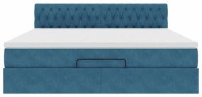 Estrutura de cama otomana com colchão 160x200 cm azul escuro