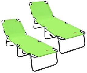 Espreguiçadeira Dobrável 2 pcs Verde Portátil Tecido Oxford 600D