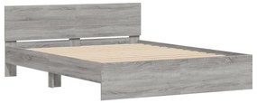 Estrutura de cama com cabeceira 140x200 cm cinzento sonoma