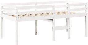 Cama alta com telhado 90x200 cm pinho maciço branco
