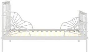 Estrutura de cama extensível em metal branco 80x130/200 cm