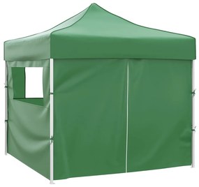 Tenda dobrável 3 x 3 m verde com 4 paredes