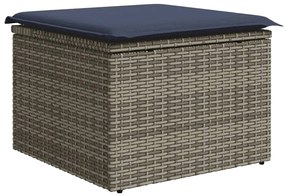 13 pcs conjunto sofás p/ jardim c/ almofadões vime PE cinzento