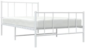 Estrutura de cama com cabeceira e pés 100x190 cm metal branco