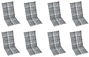 Cadeiras de jardim dobráveis c/ almofadões 8 pcs acácia maciça