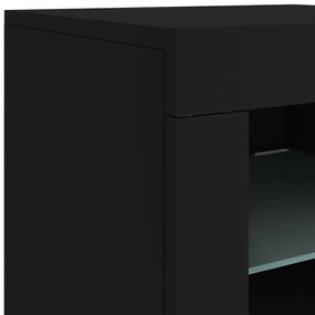 Aparador com luzes LED 60,5x37x67 cm preto